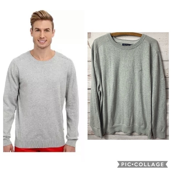 Nautica Crewneck Sweater With Ribbed Shoulders - Picture 1 of 6